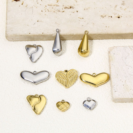 Immagine di 1 Pz Placcatura Sottovuoto Ecologica 304 Acciaio Inossidabile Elegante Ciondoli Cuore Multicolore