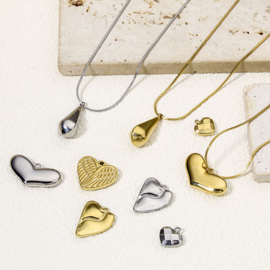 Immagine di 1 Pz Placcatura Sottovuoto Ecologica 304 Acciaio Inossidabile Elegante Ciondoli Cuore Multicolore