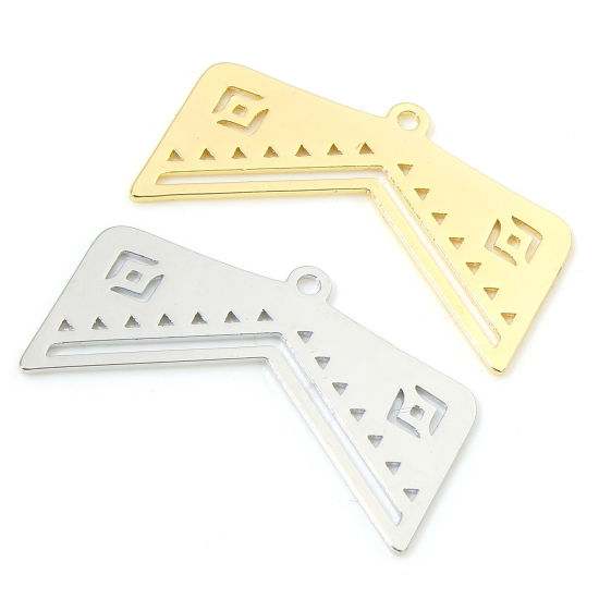 Изображение 2 ШТ Экологичный Латунь Этнические Подвески настоящее золото с покрытием Ажурный Цветок 28мм x 16.5мм