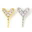 Picture of Eco-friendly Brass Valentine's Day Pearl Pendant Connector Bail Pin Cap Real Gold Plated Heart Clear Cubic Zirconia 10mm x 6.5mm, Needle Thickness: 0.9mm