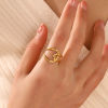 Picture of Eco-friendly Stylish Simple 18K Gold Plated 304 Stainless Steel Open Geometric Heart Rings For Women Party