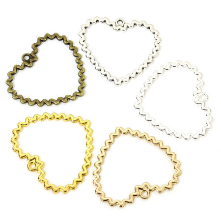 Immagine di 10 Pz Lega di Zinco San Valentino Ciondoli Pendenti Multicolore Cuore Filigrana 3.3cm x 2.9cm