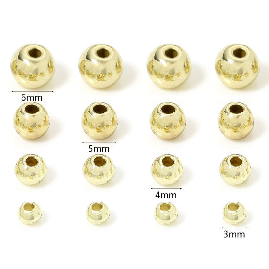 Image de 50 PCs Zinc Based Alloy Spacer Beads For DIY Charm Jewelry Making Gold Plated Round