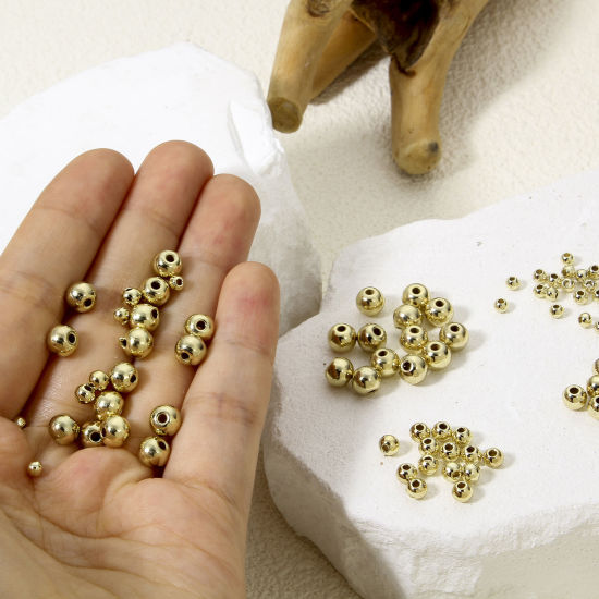 Picture of Zinc Based Alloy Spacer Beads For DIY Jewelry Making Gold Plated Round