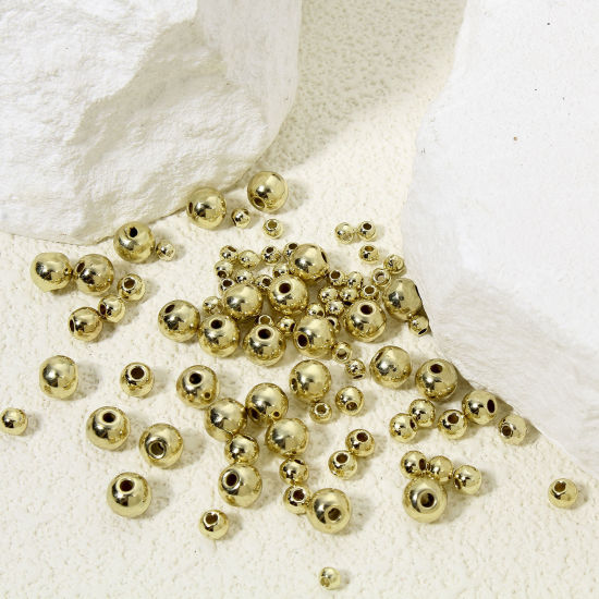 Image de 50 PCs Zinc Based Alloy Spacer Beads For DIY Charm Jewelry Making Gold Plated Round