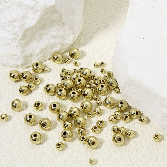 Picture of Zinc Based Alloy Spacer Beads For DIY Jewelry Making Gold Plated Round