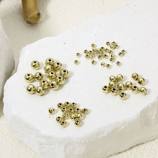 Image de 50 PCs Zinc Based Alloy Spacer Beads For DIY Charm Jewelry Making Gold Plated Round