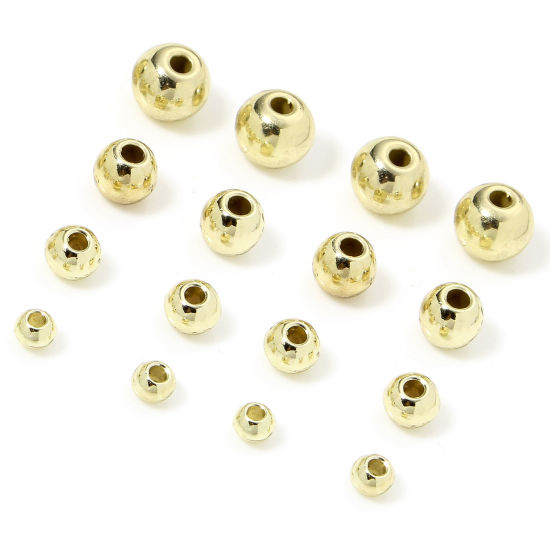 Image de 50 PCs Zinc Based Alloy Spacer Beads For DIY Charm Jewelry Making Gold Plated Round