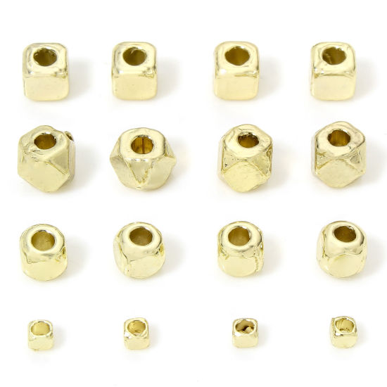 Picture of Zinc Based Alloy Spacer Beads For DIY Jewelry Making Gold Plated Cube