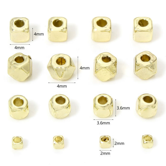 Picture of Zinc Based Alloy Spacer Beads For DIY Jewelry Making Gold Plated Cube