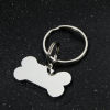 Picture of 304 Stainless Steel Pet ID Dog Collar Name Tag Blank Stamping Tags Keychain & Keyring Silver Tone Bone Mirror Polishing