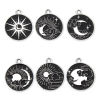 Picture of Zinc Based Alloy Galaxy Disc Charms Silver Tone Black & White Sun Moon Enamel 22mm x 19mm
