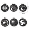 Picture of Zinc Based Alloy Galaxy Disc Charms Silver Tone Black & White Sun Moon Enamel 22mm x 19mm