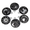 Picture of Zinc Based Alloy Galaxy Disc Charms Silver Tone Black & White Sun Moon Enamel 22mm x 19mm