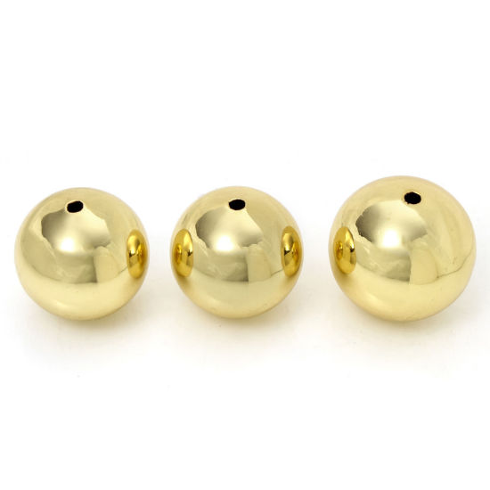 Bild von Eco-friendly Brass Simple Beads For DIY Charm Jewelry Making 18K Real Gold Plated Ball