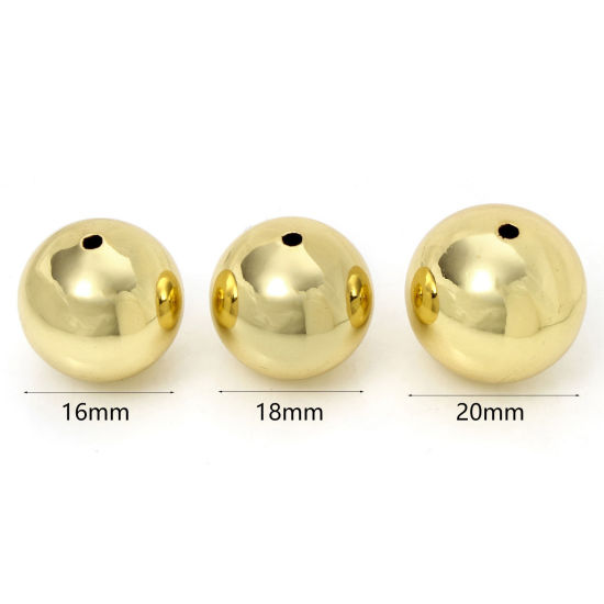 Bild von Eco-friendly Brass Simple Beads For DIY Charm Jewelry Making 18K Real Gold Plated Ball