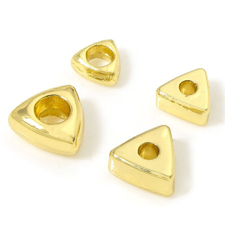 Picture of Eco-friendly Brass Geometric Beads For DIY Jewelry Making 18K Real Gold Plated Triangle
