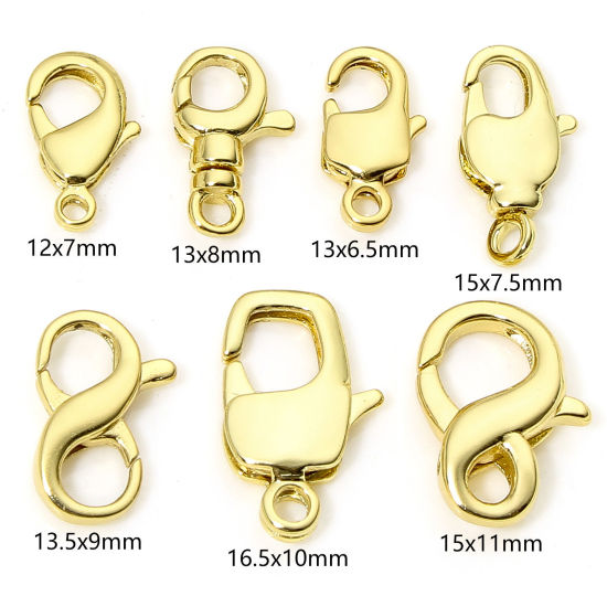 Picture of Eco-friendly Brass Lobster Clasp Findings 18K Real Gold Plated