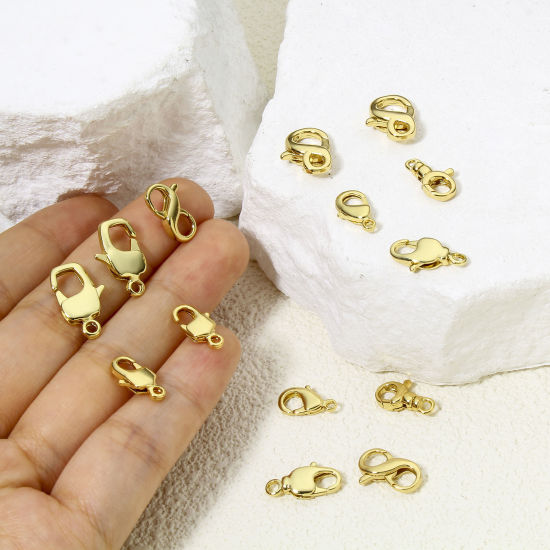 Picture of Eco-friendly Brass Lobster Clasp Findings 18K Real Gold Plated