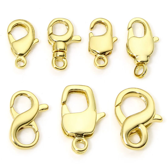 Picture of Eco-friendly Brass Lobster Clasp Findings 18K Real Gold Plated