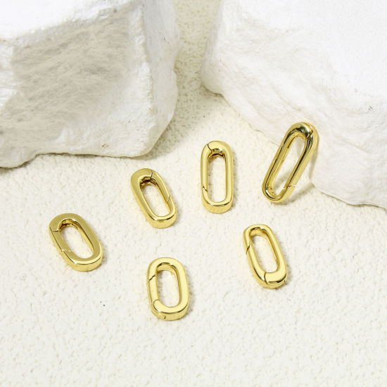 Picture of Eco-friendly Brass Bolt Spring Ring Clasps Oval 18K Real Gold Plated