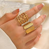 Picture of Vacuum Plating 304 Stainless Steel Ins Style Open Rings Multicolor Geometric Streak Hollow