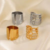 Picture of Vacuum Plating 304 Stainless Steel Ins Style Open Rings Multicolor Geometric Streak Hollow