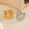 Picture of Vacuum Plating 304 Stainless Steel Ins Style Open Rings Multicolor Geometric Streak Hollow