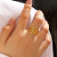Picture of Vacuum Plating 304 Stainless Steel Ins Style Open Rings Multicolor Hand