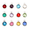 Picture of Brass & Glass Birthstone Charms Multicolor Round 6mm Dia.