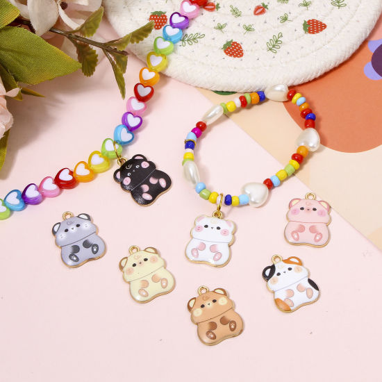 Immagine di 10 Pz Lega di Zinco Ciondoli Oro Placcato Multicolore Criceto Animale Smalto 23mm x 17mm