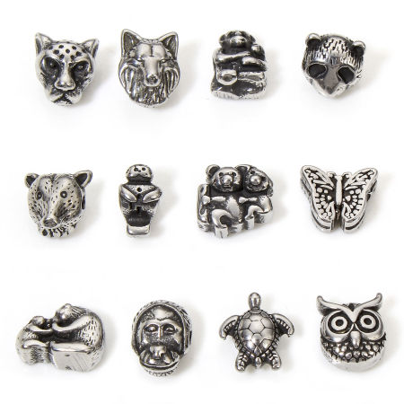 Picture of 304 Stainless Steel Beads For DIY Jewelry Making Antique Silver Color