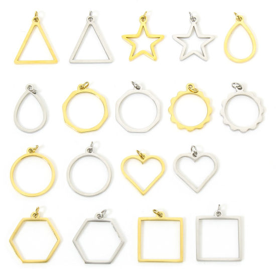 5 PCs Vacuum Plating 304 Stainless Steel Charms Geometric With Jump Ring の画像