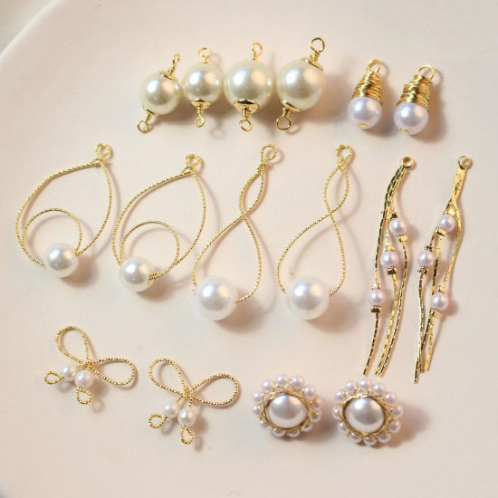 Picture of Brass Charms 18K Gold Plated Imitation Pearl