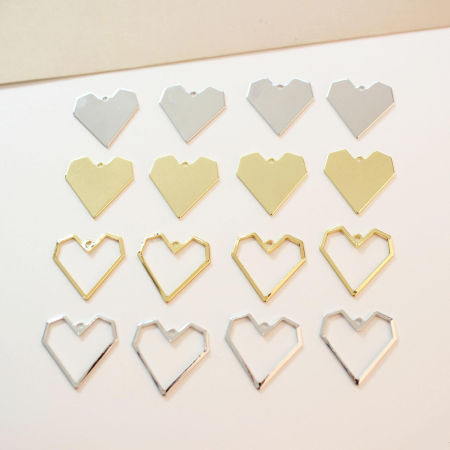 Brass Valentine's Day Charms Multicolor Heart 20mm x 20mm