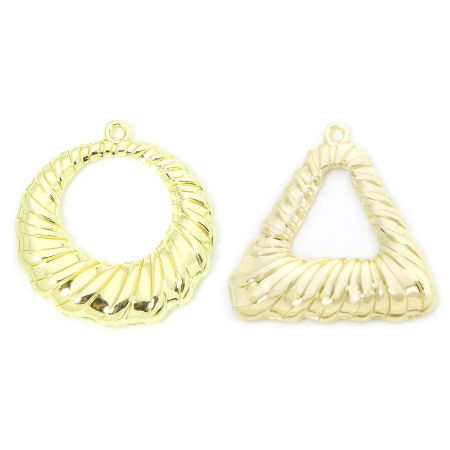 10 Pcs Pendentifs Géométrique en Alliage de Zinc Doré Texture Creux