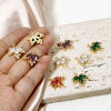 Image de 2 Pcs Breloques en Laiton & Verre Doré Multicolore Feuille d'érable Micro Pave à Strass Coloré 20mm x 17mm