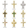 Picture of Brass Religious Pendants 18K Gold Plated Cross Micro Pave Multicolor Rhinestone