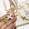 Picture of Brass Religious Pendants 18K Gold Plated Cross Micro Pave Multicolor Rhinestone