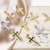 Picture of Brass Religious Pendants 18K Gold Plated Cross Micro Pave Multicolor Rhinestone