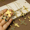 Picture of Vacuum Plating 304 Stainless Steel Religious Pendants Gold Plated Multicolor Cross Enamel Clear Rhinestone