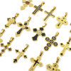 Picture of Vacuum Plating 304 Stainless Steel Religious Pendants Gold Plated Multicolor Cross Enamel Clear Rhinestone