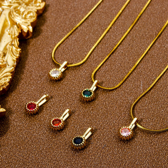 2 個 エコフレンドリー 真鍮 チャーム 円形 14K ゴールドメッキ 彫刻 11.5mmx 6mm、 の画像