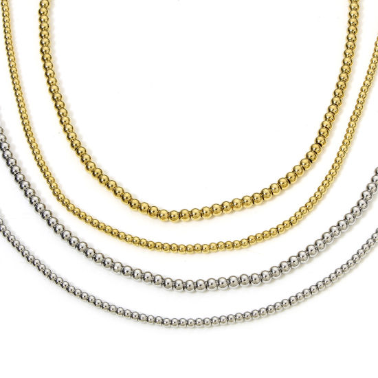 Picture of 304 Stainless Steel Beaded Chain Beaded Necklace For DIY Jewelry Making 40cm(15 6/8") long