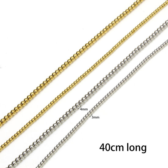 Picture of 304 Stainless Steel Beaded Chain Beaded Necklace For DIY Jewelry Making 40cm(15 6/8") long