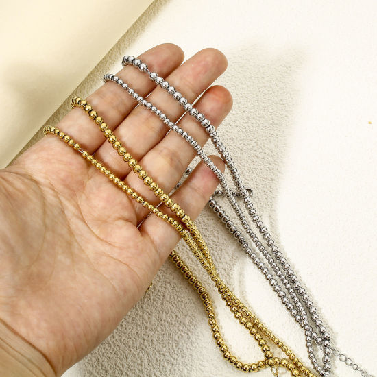 Picture of 304 Stainless Steel Beaded Chain Beaded Necklace For DIY Jewelry Making 40cm(15 6/8") long