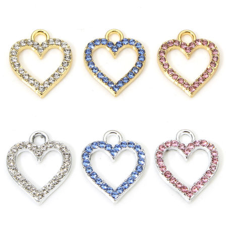 Zinc Based Alloy Valentine's Day Charms Multicolor Heart Micro Pave 17.5mm x 15mm