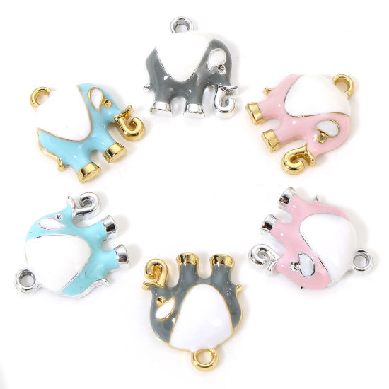 Picture of Zinc Based Alloy Charms Multicolor Elephant Animal Enamel 17mm x 15mm