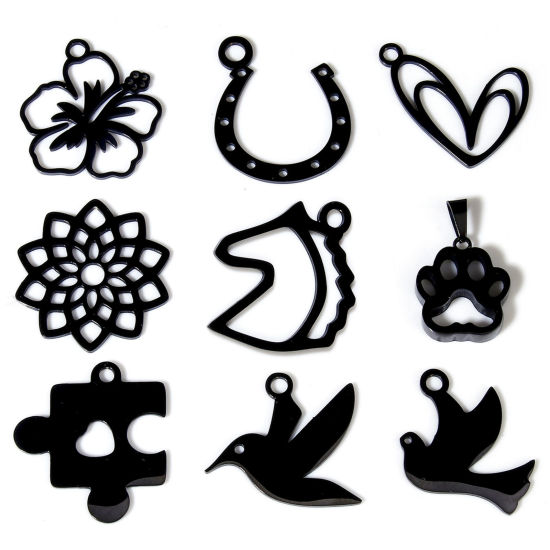 Picture of 304 Stainless Steel Charms Black Double-sided Polishing