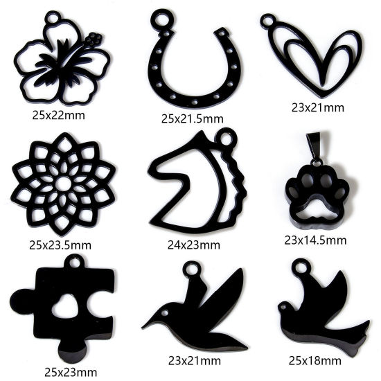 Picture of 304 Stainless Steel Charms Black Double-sided Polishing